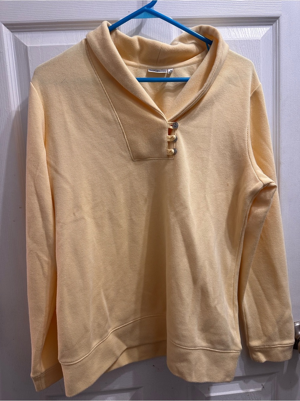 croft & barrow Pale Yellow Shawl-Collar Pullover
